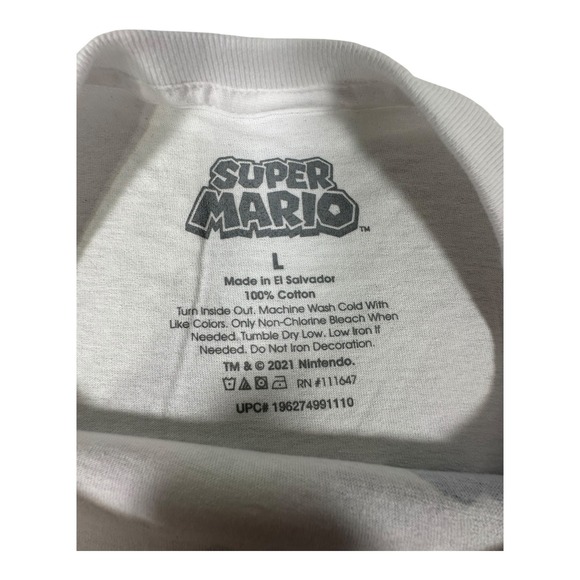 Super Mario T-Shirt Graphic Tee Nintendo‎ Gaming White Cotton Mens L NEW - Picture 3 of 8